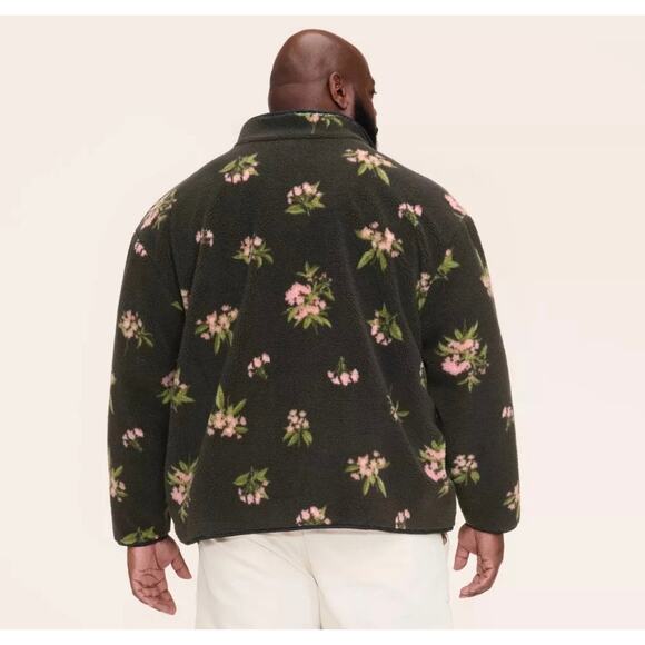 Floral Zip-Up Fleece Jacket - Woolrich Olive Green M - Picture 4 of 4